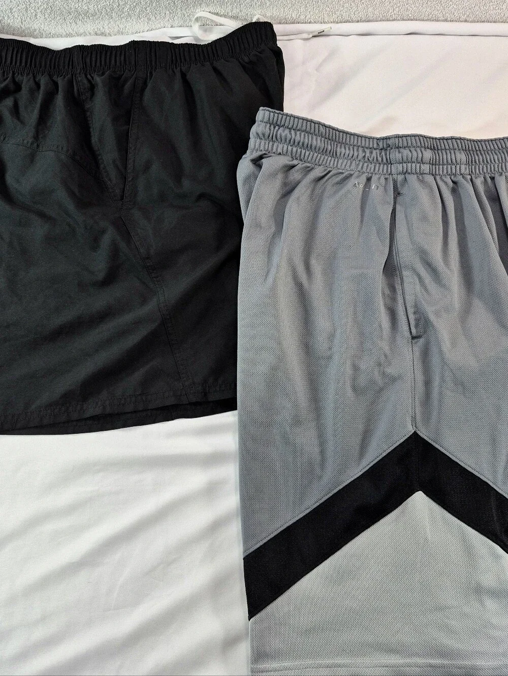 Nike Athletic Shorts Bundle - Black Dri-FIT Running Shorts & Gray Chevron Basket